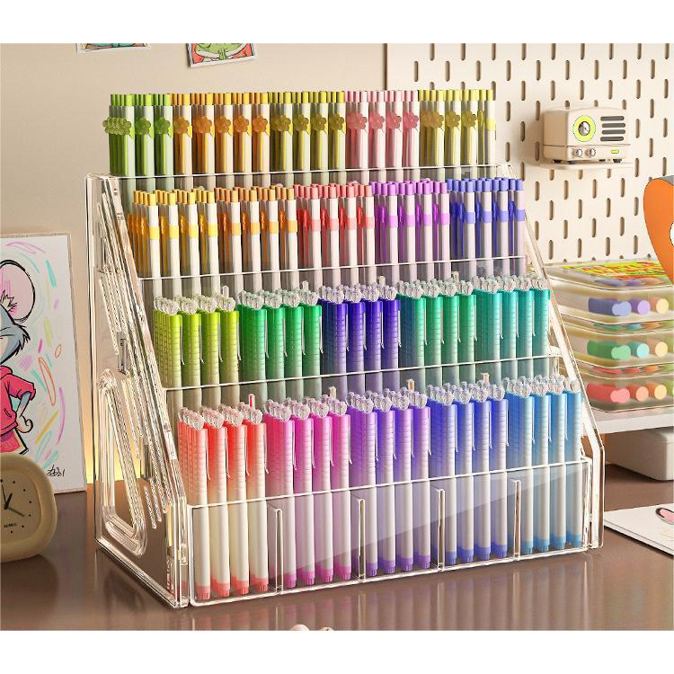 Shopclassyshop Multifunctional Desktop Pen Holder Large Cosmetics Organizer Storage Rack, Step Design with Compartments