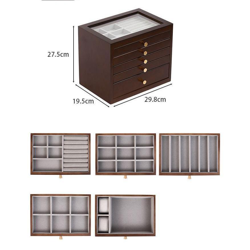 Shopclassyshop Solid walnut wood jewelry organizer box large capacity multifunctional jewelry Organizer  box