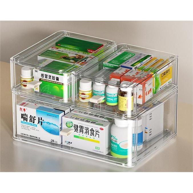 Shopclassyshop Clear Drawer with handle stackable Medicine storage box household personal drawer organizer wardrobe box