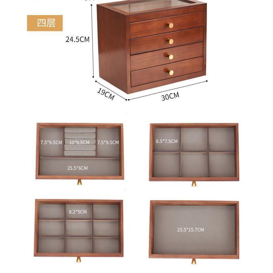 Shopclassyshop Solid walnut wood jewelry organizer box large capacity multifunctional jewelry Organizer  box