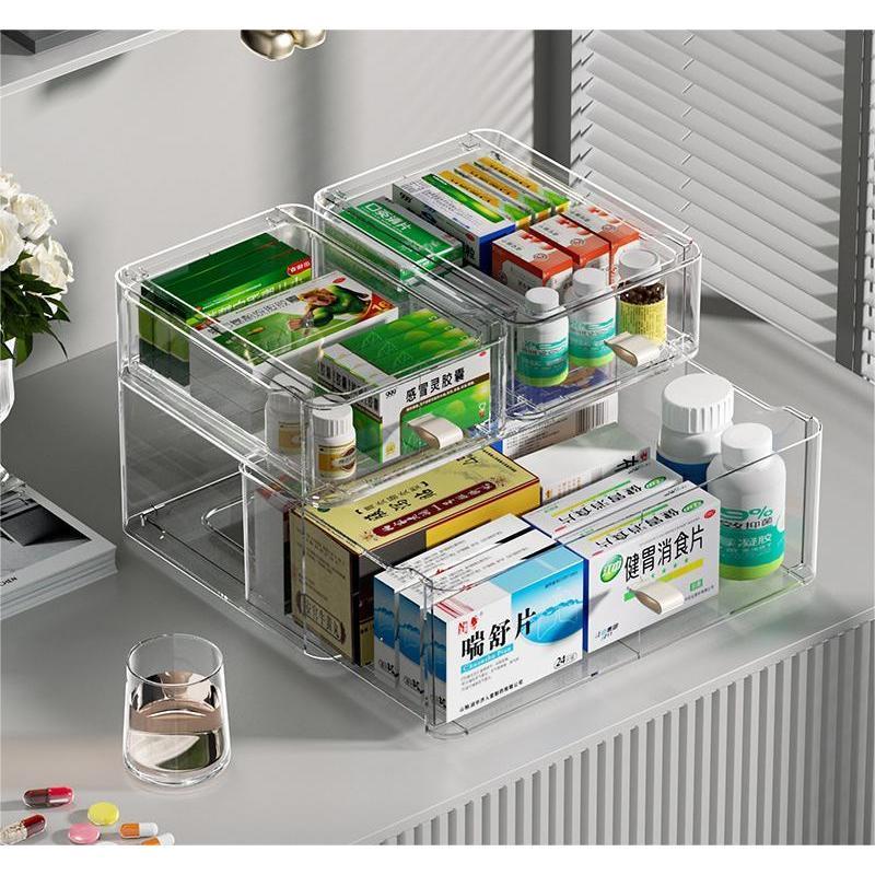 Shopclassyshop Clear Drawer with handle stackable Medicine storage box household personal drawer organizer wardrobe box