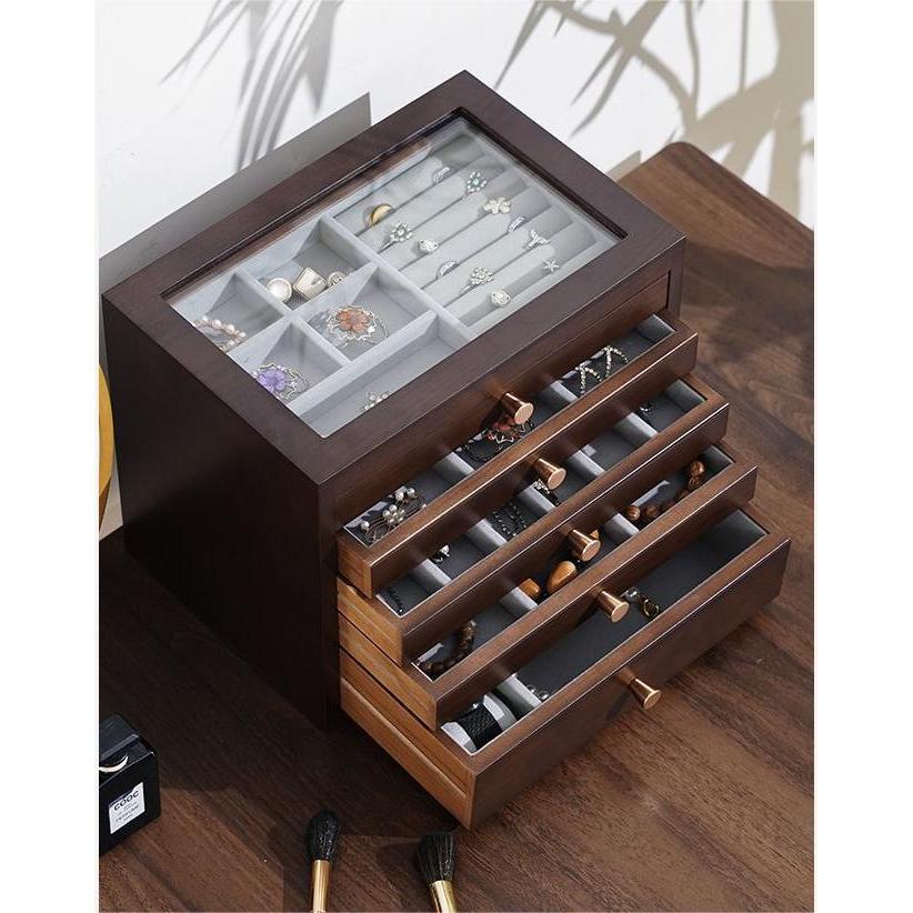 Shopclassyshop Solid walnut wood jewelry organizer box large capacity multifunctional jewelry Organizer  box
