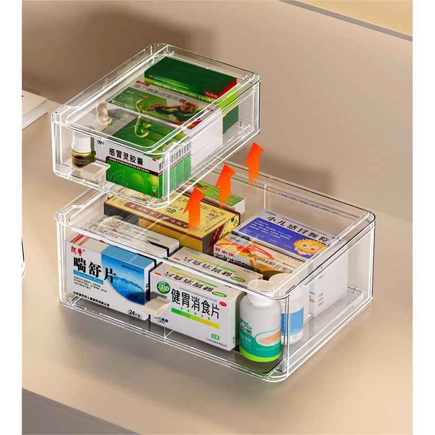 Shopclassyshop Clear Drawer with handle stackable Medicine storage box household personal drawer organizer wardrobe box