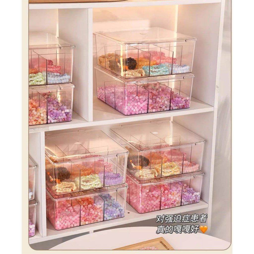 Shopclassyshop Transparent lid dust-proof Lid-covered 9-grid DIY various bead sorting storage box
