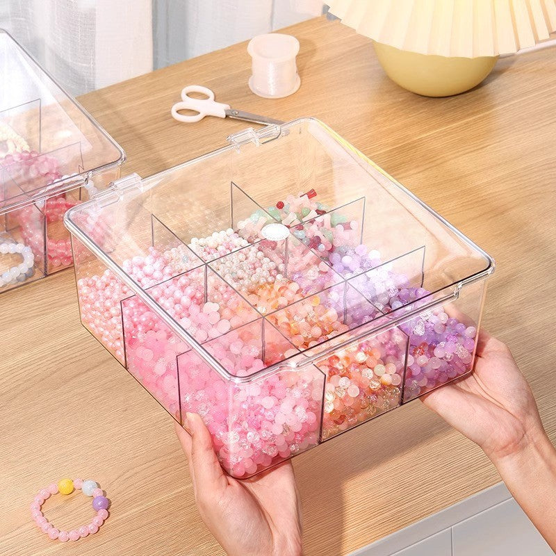 Shopclassyshop Transparent lid dust-proof Lid-covered 9-grid DIY various bead sorting storage box