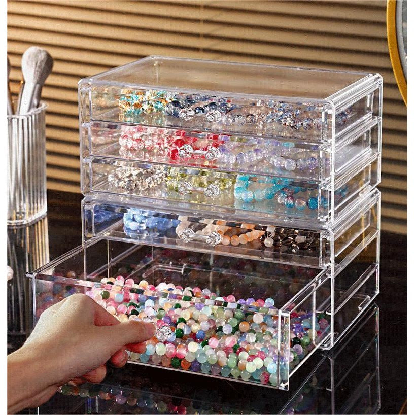 Shopclassyshop SG Seller-Transparent drawer-style jewelry box acrylic bead earrings jewelry storage box