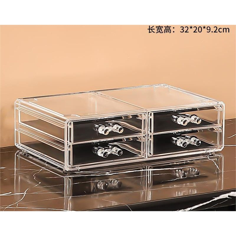 Transparent Extra Big & thick stackable cosmetics storage box large  desktop drawer organizer