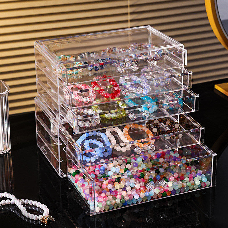 Shopclassyshop SG Seller-Transparent drawer-style jewelry box acrylic bead earrings jewelry storage box