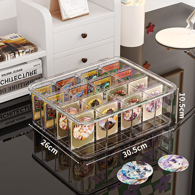 Shopclassyshop PET Stackable Card Organizer Box.Pokemon Card Display Storage Box with slots.Dust Free Card Box