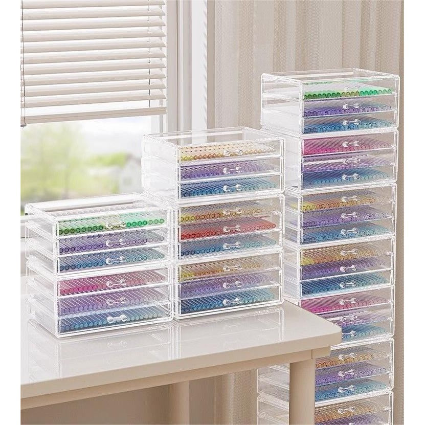 Shopclassyhsop Full Clear Stackable Capacity Colored Pencils and Drawing Pens Storage Box Lipstick Mascara organizer