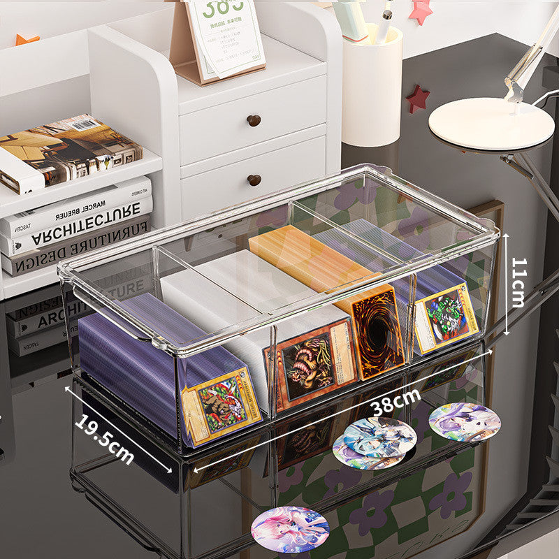 Shopclassyshop PET Stackable Card Organizer Box.Pokemon Card Display Storage Box with slots.Dust Free Card Box