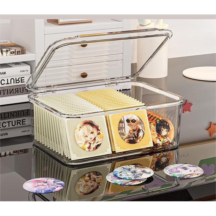 Shopclassyshop PET Stackable Card Organizer Box.Pokemon Card Display Storage Box with slots.Dust Free Card Box