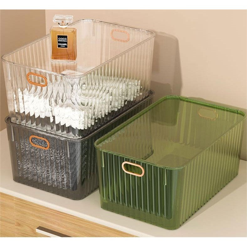 Shopclassyshop Transparent Dustproof Storage Box with Lid Large Capacity Desktop Cosmetic Organizer Storage Box