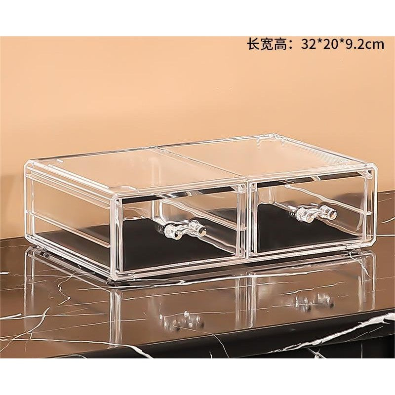 Transparent Extra Big & thick stackable cosmetics storage box large  desktop drawer organizer