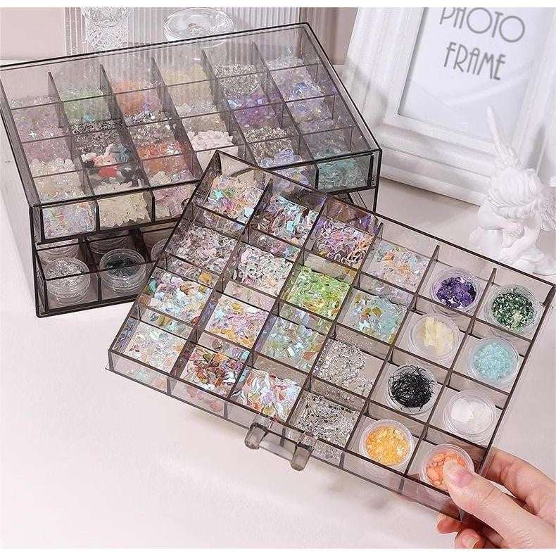 Shopclassyshop 72slot jewelry box Nail art multi-layer drawer diamond box nail sequins storage jewelry accessory box