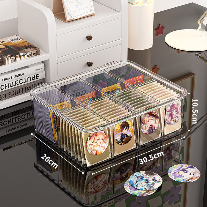 Shopclassyshop PET Stackable Card Organizer Box.Pokemon Card Display Storage Box with slots.Dust Free Card Box
