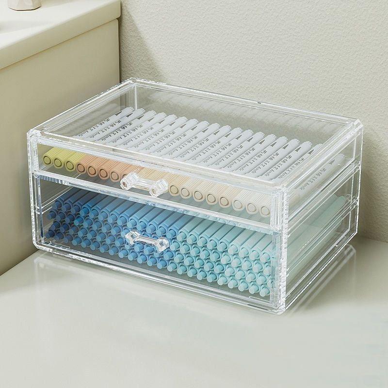 Shopclassyhsop Full Clear Stackable Capacity Colored Pencils and Drawing Pens Storage Box Lipstick Mascara organizer