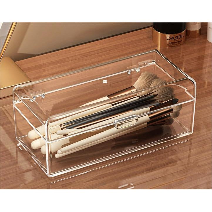 Shopclassyshop Acrylic Makeup desk makeup assistant storage box mini powder puff storage box desk organizer storage box