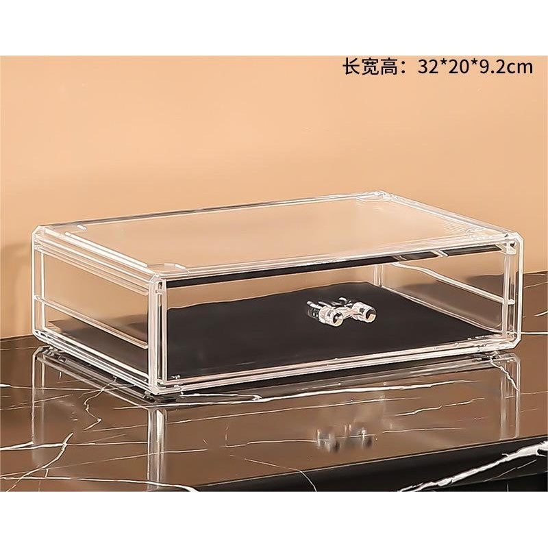 Transparent Extra Big & thick stackable cosmetics storage box large  desktop drawer organizer
