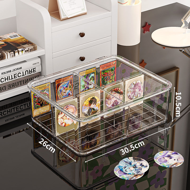 Shopclassyshop PET Stackable Card Organizer Box.Pokemon Card Display Storage Box with slots.Dust Free Card Box
