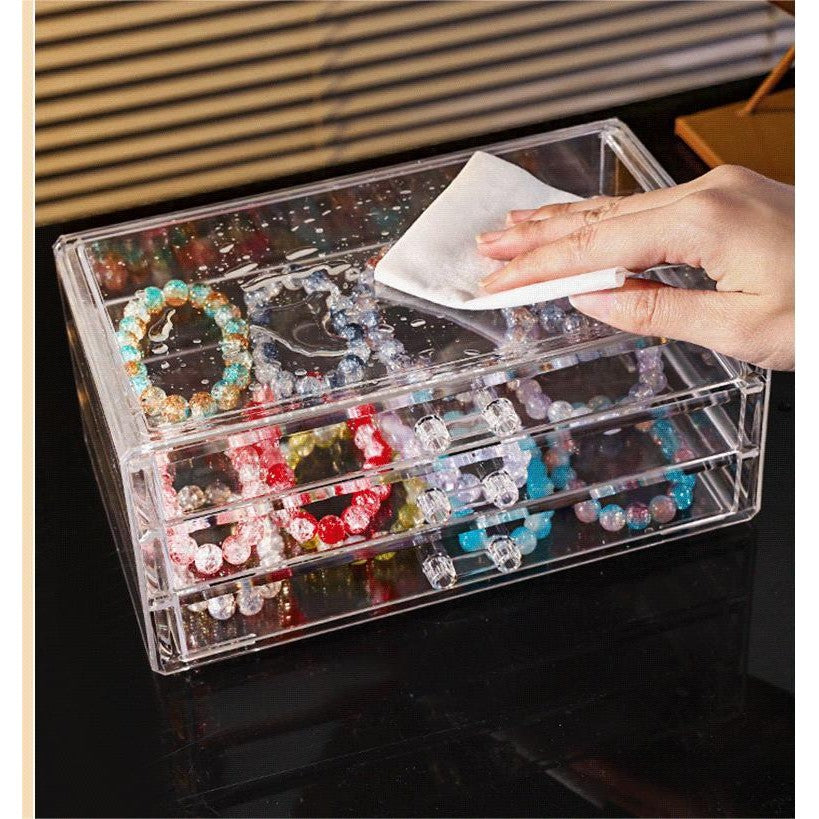 Shopclassyshop SG Seller-Transparent drawer-style jewelry box acrylic bead earrings jewelry storage box