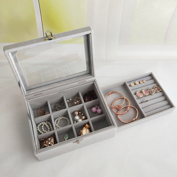Shopclassyshop PU Leather flannel earrings jewelry box storage box desktop flannel jewelry box dustproof