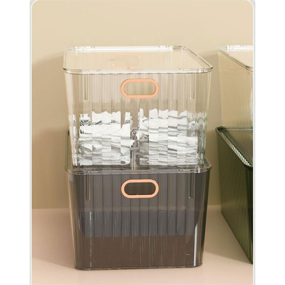Shopclassyshop Transparent Dustproof Storage Box with Lid Large Capacity Desktop Cosmetic Organizer Storage Box