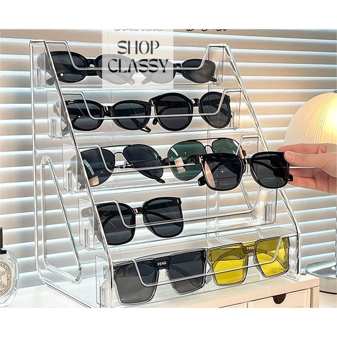 Shopclassyshop Transparent rack acrylic tiered vanity table desktop sunglasses organizer Display stand