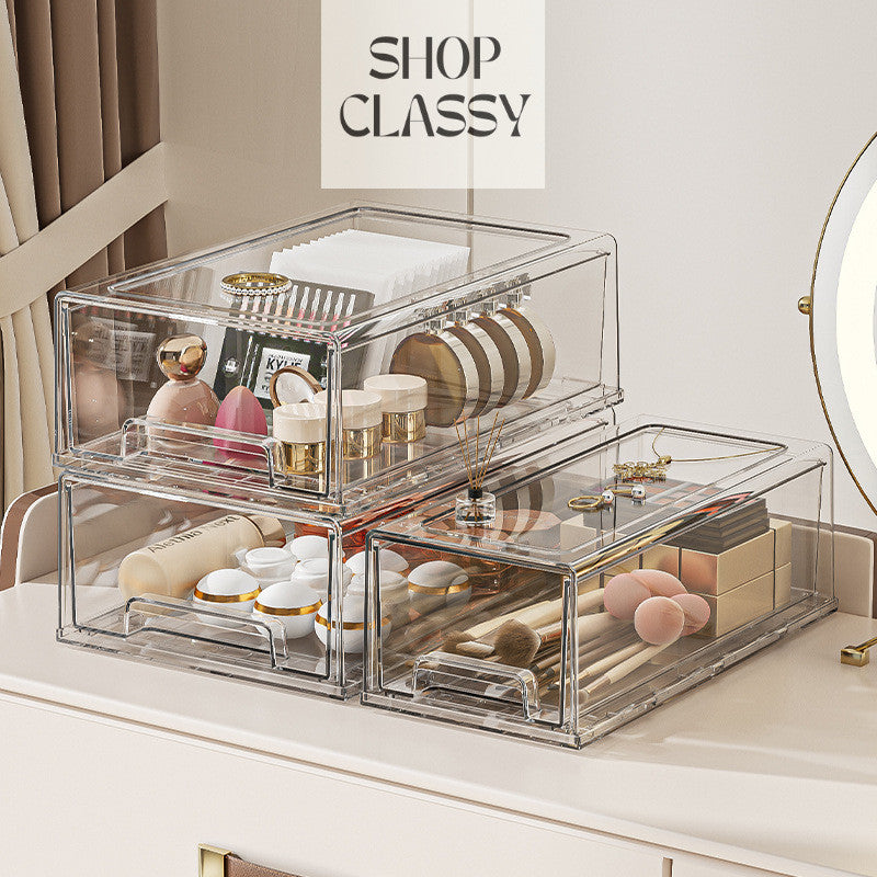 Shopclassyshop large capacity cosmetics organizer Drawer-type mask storage box desktop skincare product organizer