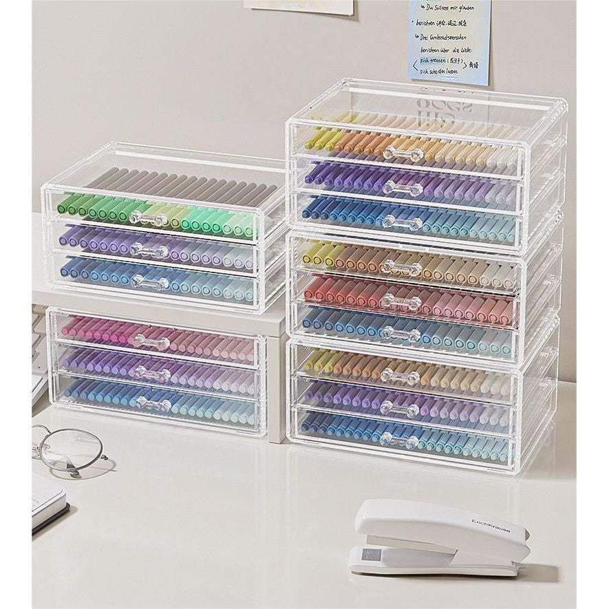 Shopclassyhsop Full Clear Stackable Capacity Colored Pencils and Drawing Pens Storage Box Lipstick Mascara organizer