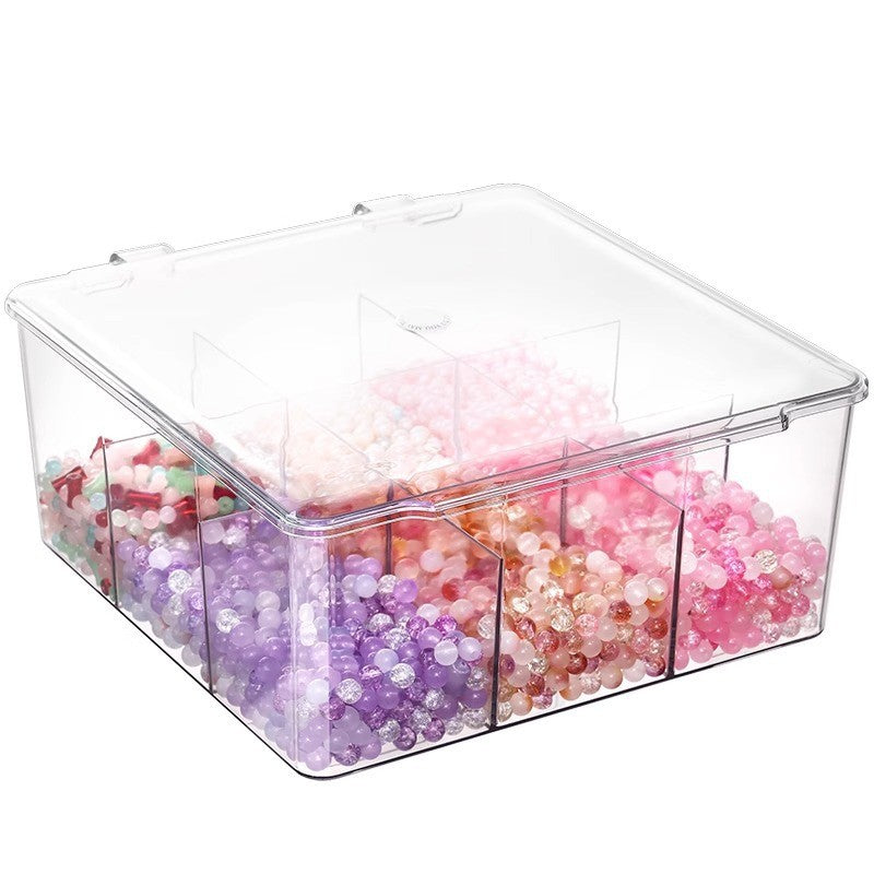 Shopclassyshop Transparent lid dust-proof Lid-covered 9-grid DIY various bead sorting storage box