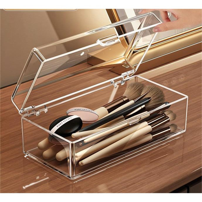 Shopclassyshop Acrylic Makeup desk makeup assistant storage box mini powder puff storage box desk organizer storage box