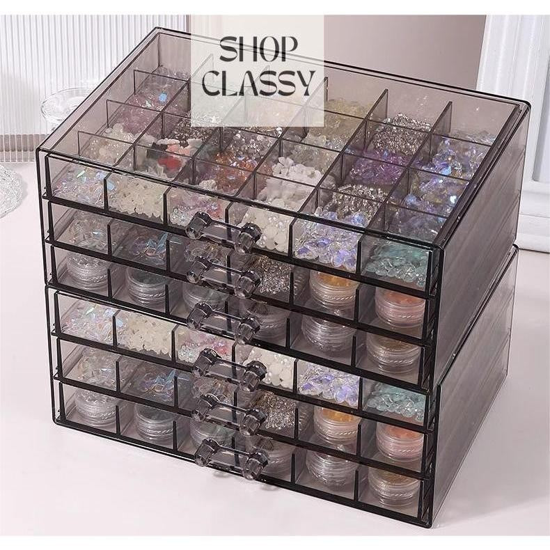 Shopclassyshop 72slot jewelry box Nail art multi-layer drawer diamond box nail sequins storage jewelry accessory box