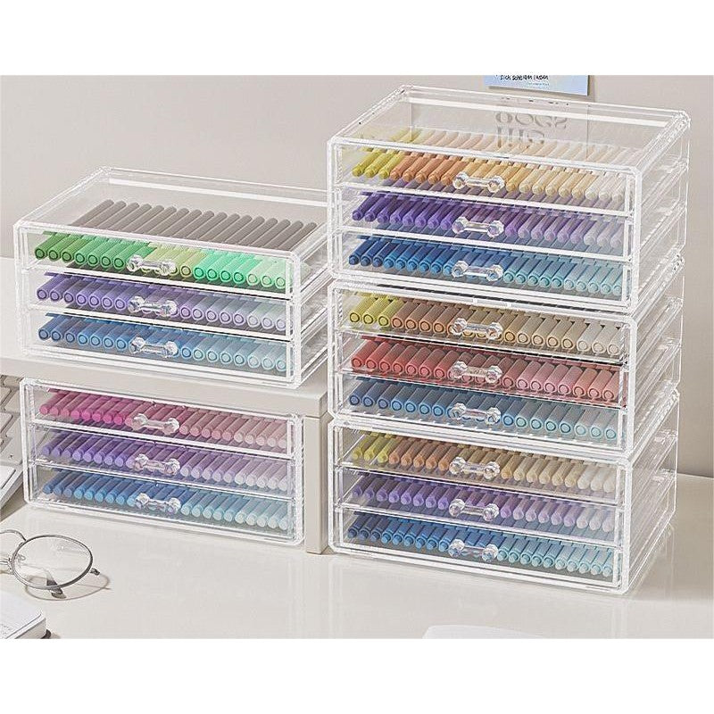 Shopclassyhsop Full Clear Stackable Capacity Colored Pencils and Drawing Pens Storage Box Lipstick Mascara organizer