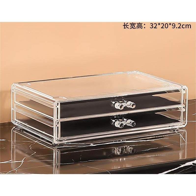 Transparent Extra Big & thick stackable cosmetics storage box large  desktop drawer organizer