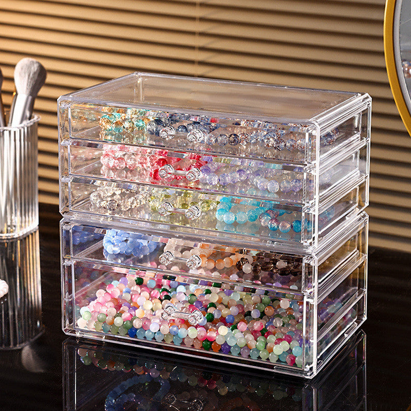 Shopclassyshop SG Seller-Transparent drawer-style jewelry box acrylic bead earrings jewelry storage box