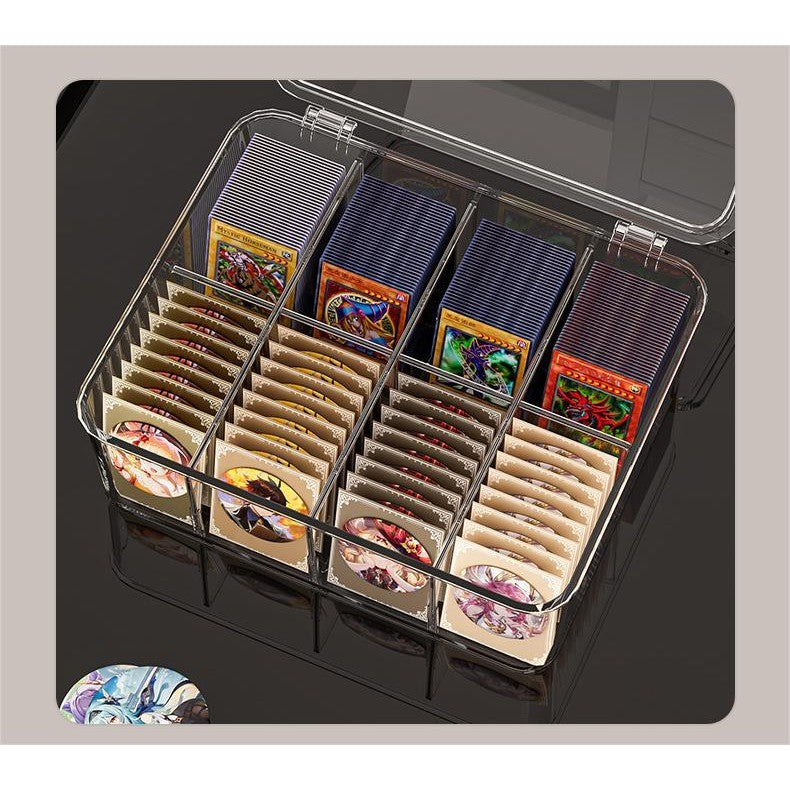 Shopclassyshop PET Stackable Card Organizer Box.Pokemon Card Display Storage Box with slots.Dust Free Card Box
