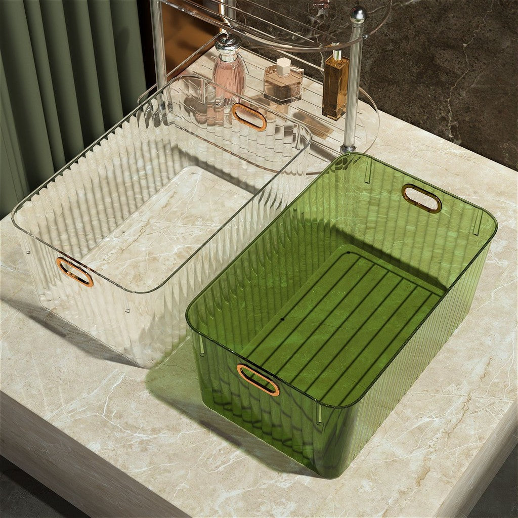 Shopclassyshop Transparent Dustproof Storage Box with Lid Large Capacity Desktop Cosmetic Organizer Storage Box
