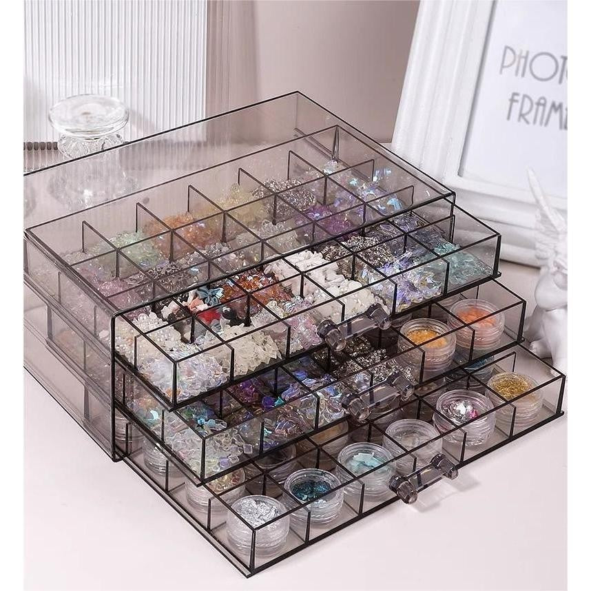 Shopclassyshop 72slot jewelry box Nail art multi-layer drawer diamond box nail sequins storage jewelry accessory box