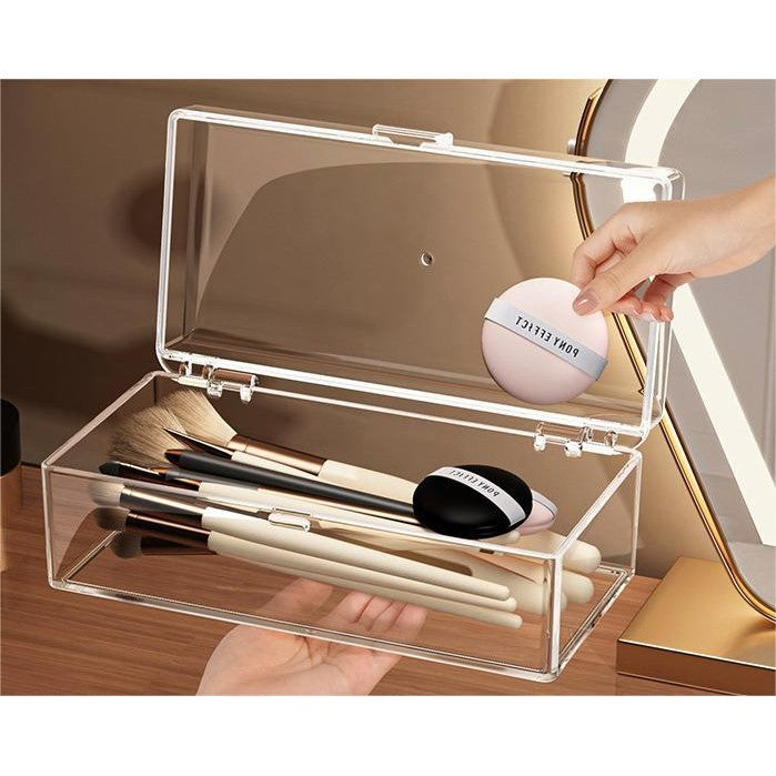 Shopclassyshop Acrylic Makeup desk makeup assistant storage box mini powder puff storage box desk organizer storage box