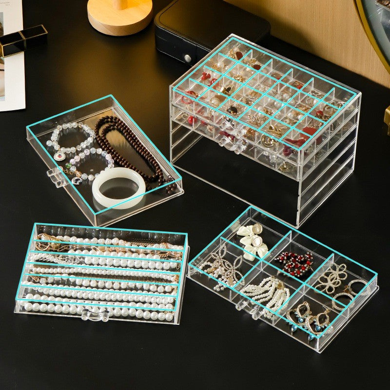 Shopclassyshop Five Drawer ins transparent Necklace Organizer dust-proof earring bracelets necklaces jewelry storage box