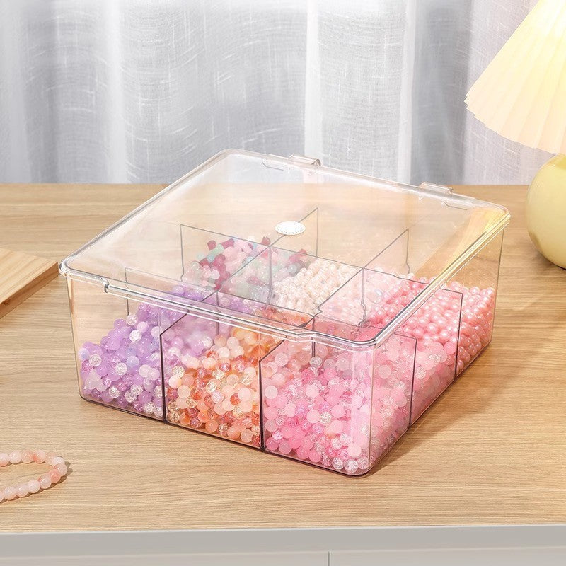 Shopclassyshop Transparent lid dust-proof Lid-covered 9-grid DIY various bead sorting storage box