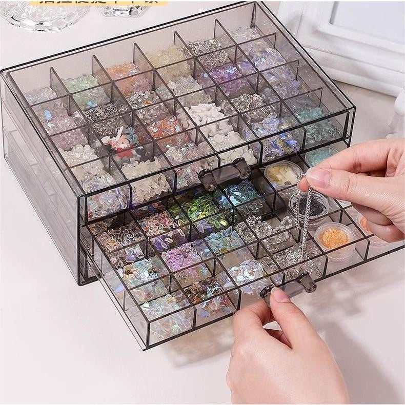 Shopclassyshop 72slot jewelry box Nail art multi-layer drawer diamond box nail sequins storage jewelry accessory box