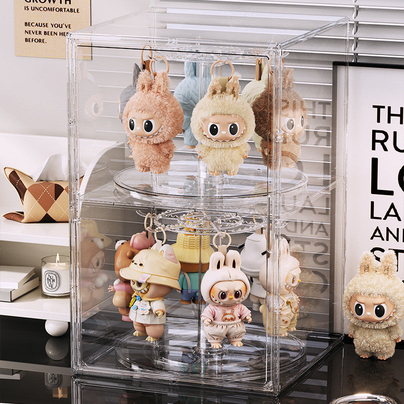 Shopclassyshop Acrylic Box & Rotating hanging Rack labubu pendents display stackable Magnetic door