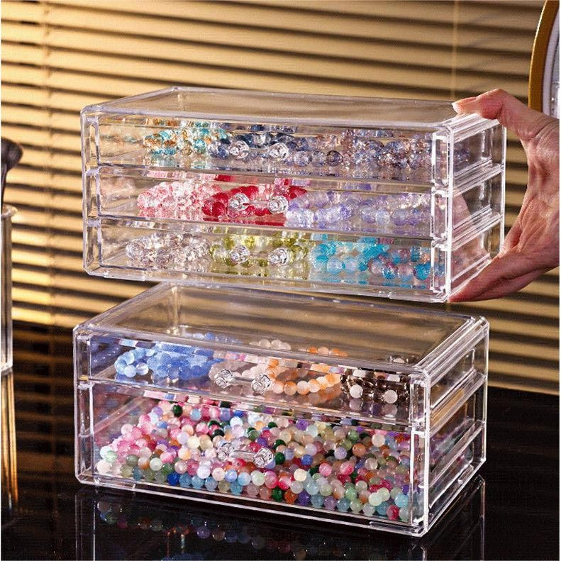 Shopclassyshop SG Seller-Transparent drawer-style jewelry box acrylic bead earrings jewelry storage box