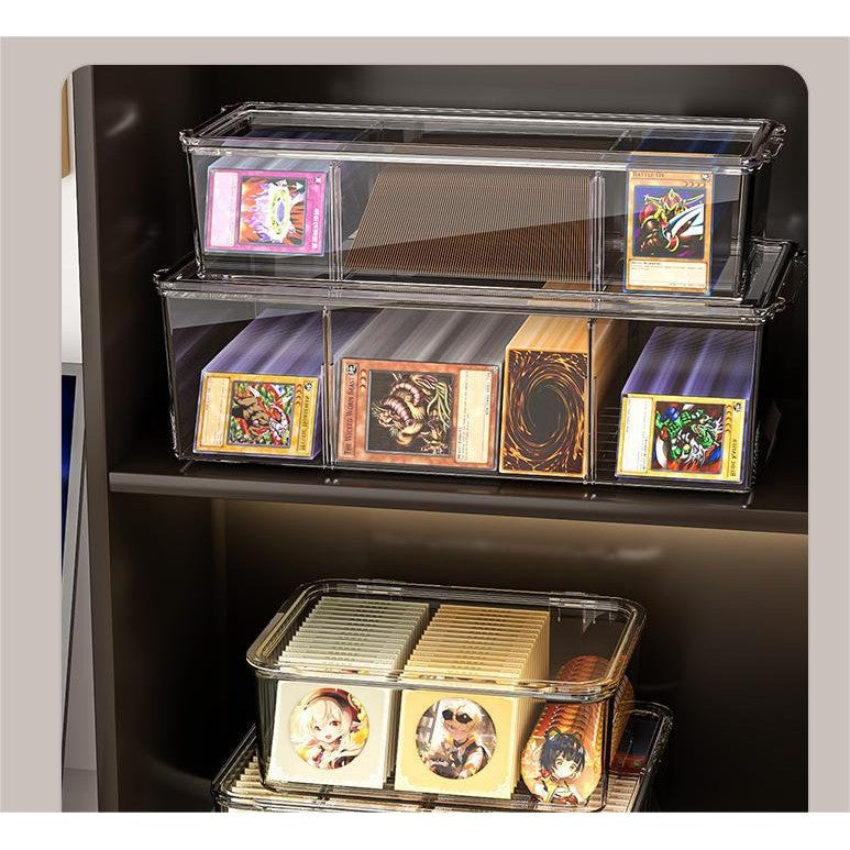 Shopclassyshop PET Stackable Card Organizer Box.Pokemon Card Display Storage Box with slots.Dust Free Card Box