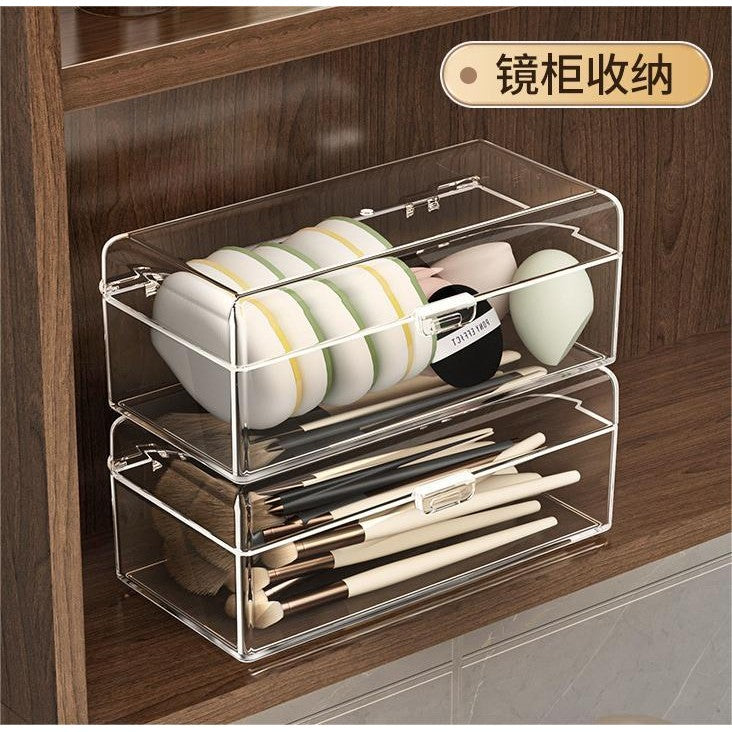Shopclassyshop Acrylic Makeup desk makeup assistant storage box mini powder puff storage box desk organizer storage box