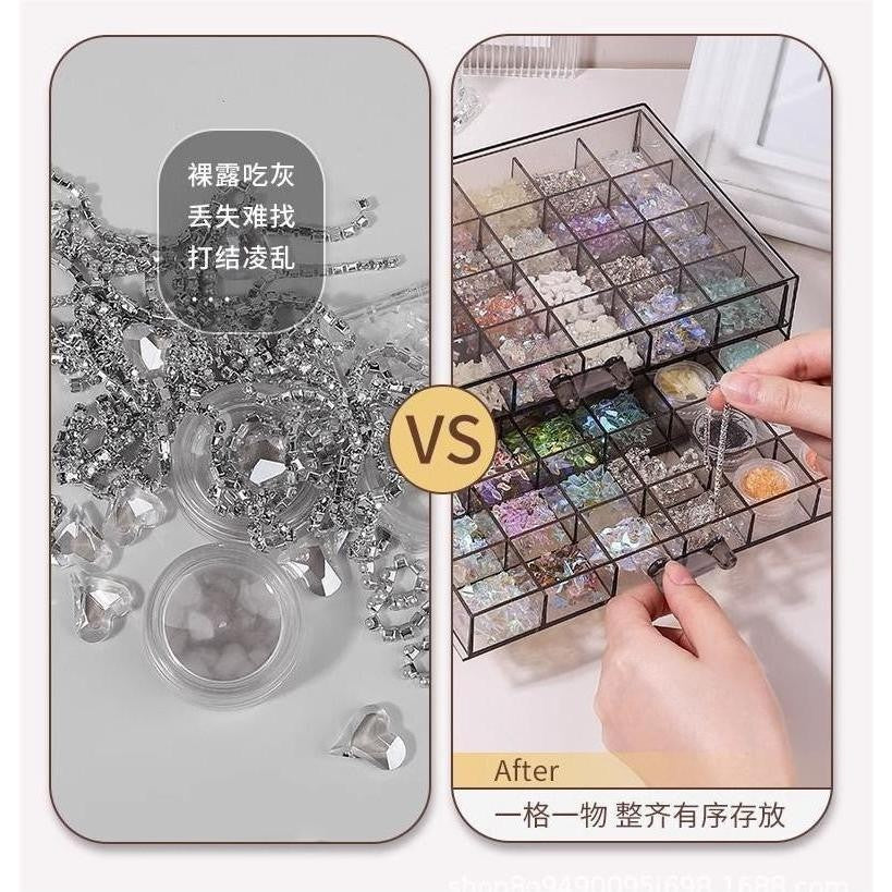 Shopclassyshop 72slot jewelry box Nail art multi-layer drawer diamond box nail sequins storage jewelry accessory box