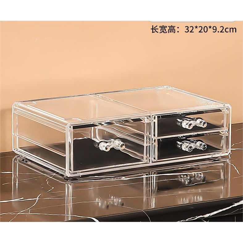 Transparent Extra Big & thick stackable cosmetics storage box large  desktop drawer organizer