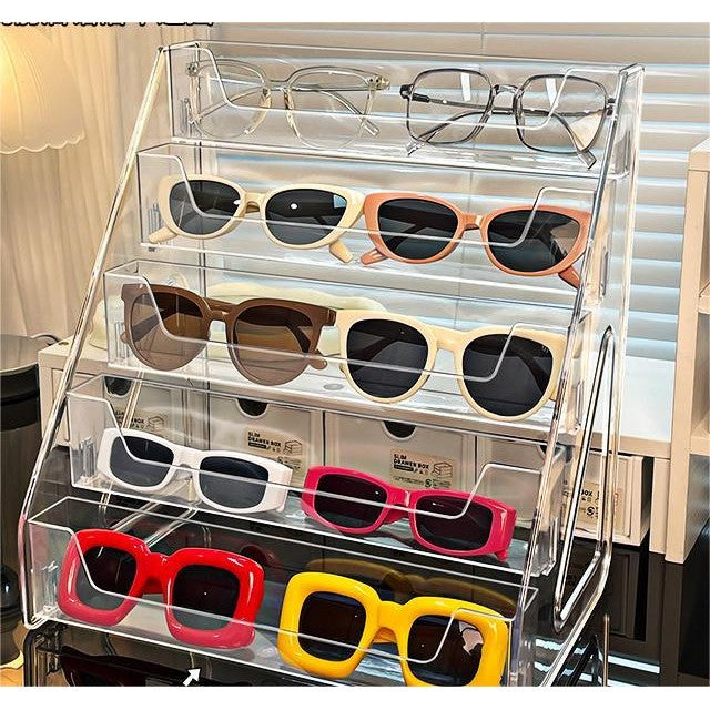 Shopclassyshop Transparent rack acrylic tiered vanity table desktop sunglasses organizer Display stand